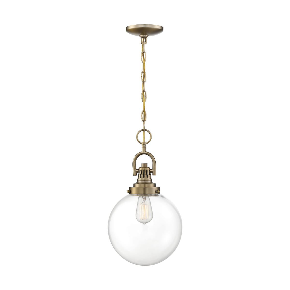 Skyloft- 1 Light Pendant - with Clear Glass - Burnished Brass Finish - Satco 60-6671