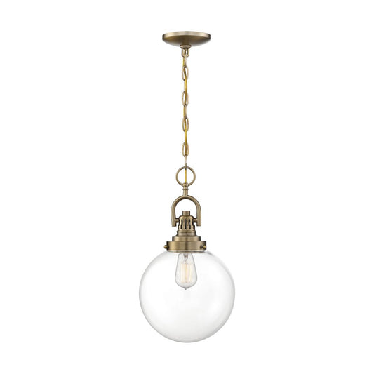 Skyloft- 1 Light Pendant - with Clear Glass - Burnished Brass Finish - Satco 60-6671