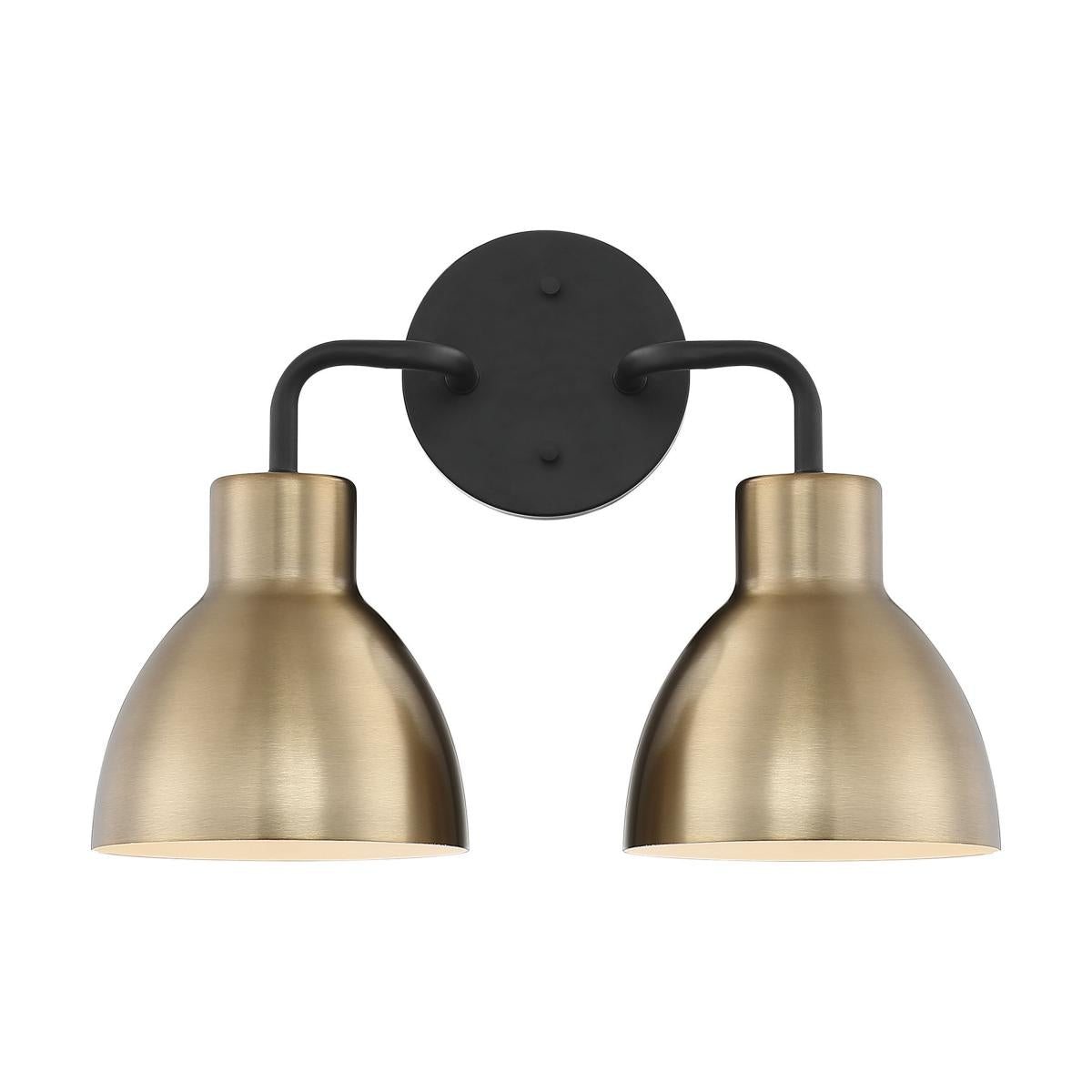Sloan - 2 Light Vanity - Matte Black and Burnished Brass Finish - Satco 60-6792