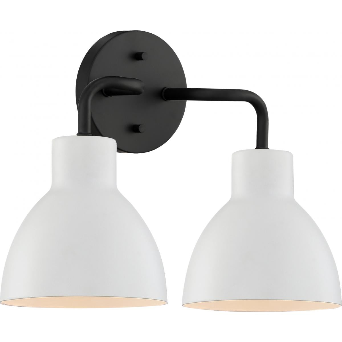 Sloan - 2 Light Vanity - Matte Black Finish with White Shade - Satco 60-6785