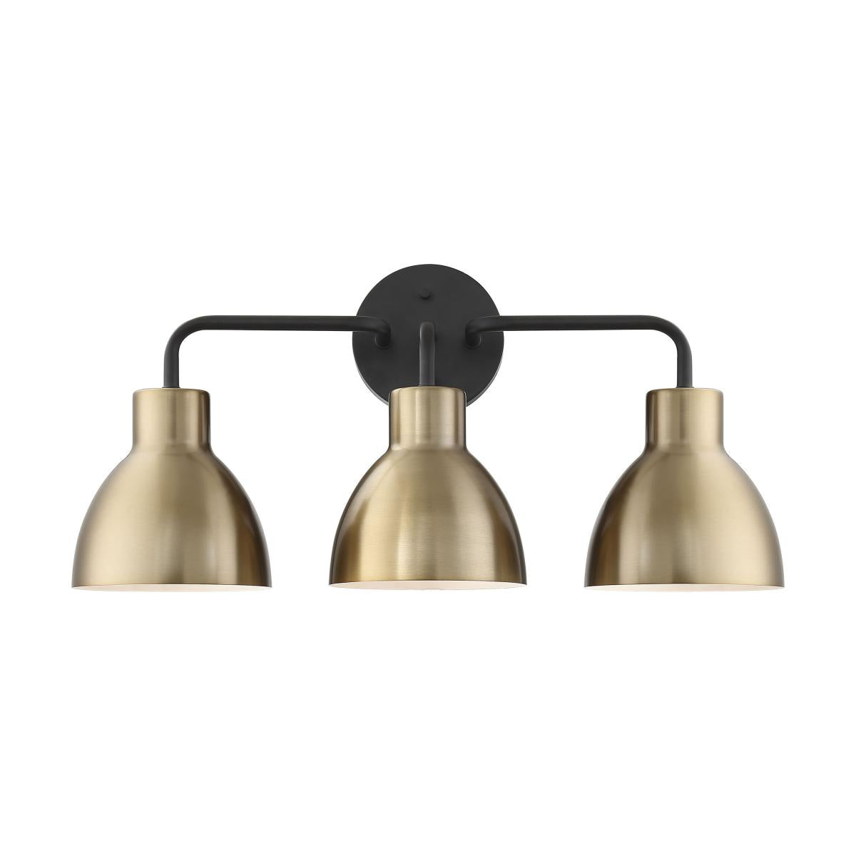 Sloan - 3 Light Vanity - Matte Black and Burnished Brass Finish - Satco 60-6793