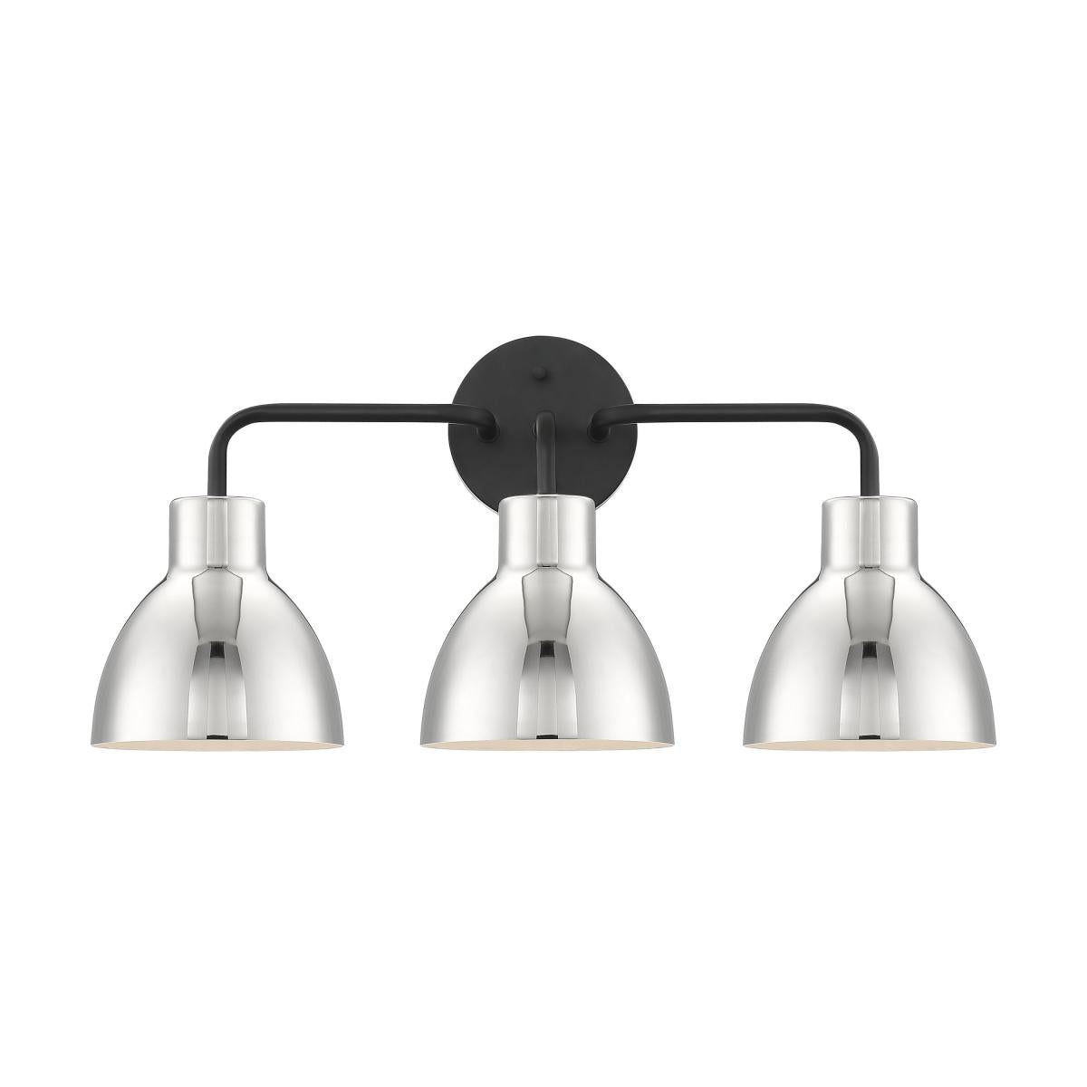 Sloan - 3 Light Vanity- Matte Black and Polished Nickel Finish - Satco 60-6773