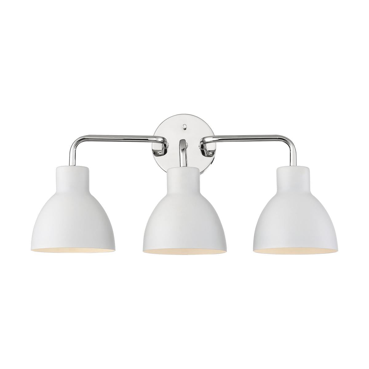 Sloan - 3 Light Vanity- Polished Nickel and Matte White Finish - Satco 60-6783