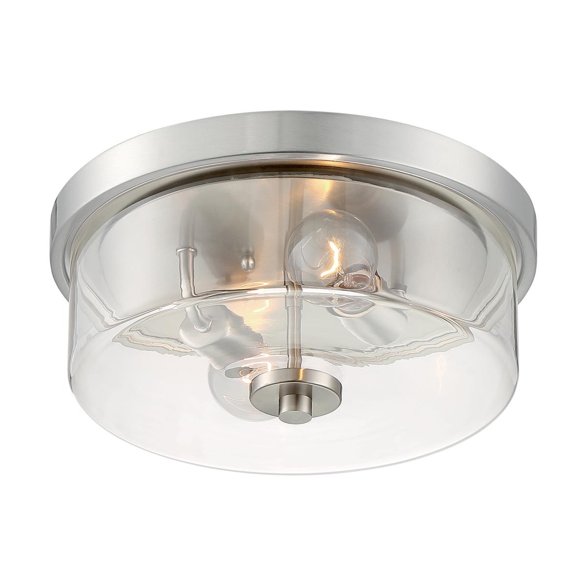 Sommerset - 2 Light Flush Mount with Clear Glass - Brushed Nickel Finish - Satco 60-7168
