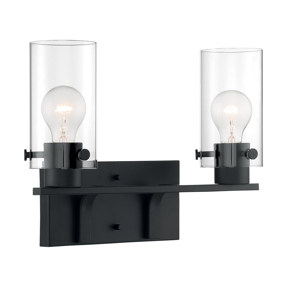 Sommerset - 2 Light Vanity with Clear Glass - Matte Black Finish - Satco 60-7272