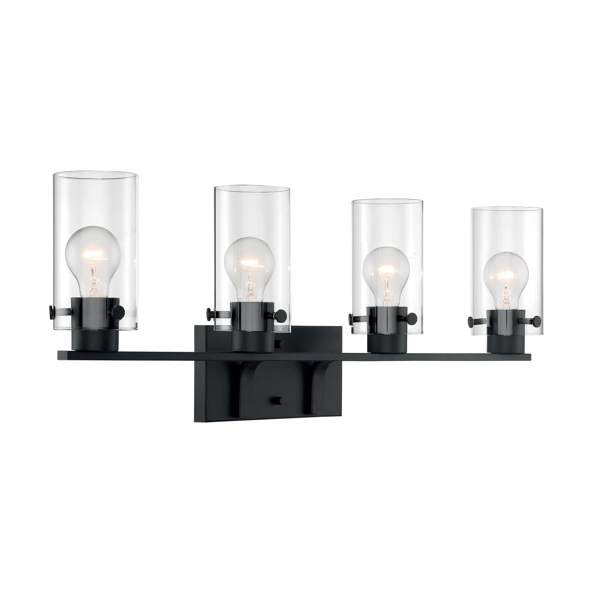 Sommerset - 4 Light Vanity with Clear Glass - Matte Black Finish - Satco 60-7274