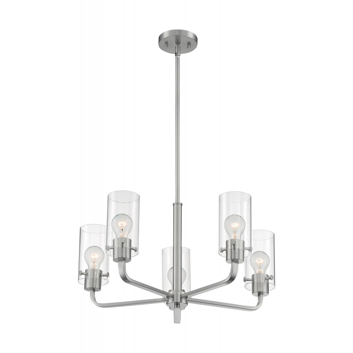 Sommerset - 5 Light Chandelier with Clear Glass - Brushed Nickel Finish - Satco 60-7175