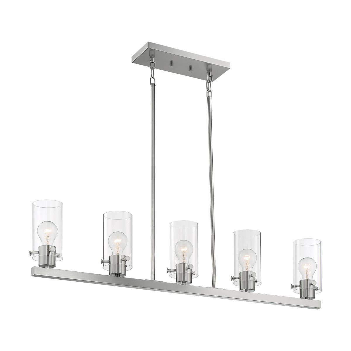 Sommerset - 5 Light Island Pendant with Clear Glass - Brushed Nickel Finish - Satco 60-7176