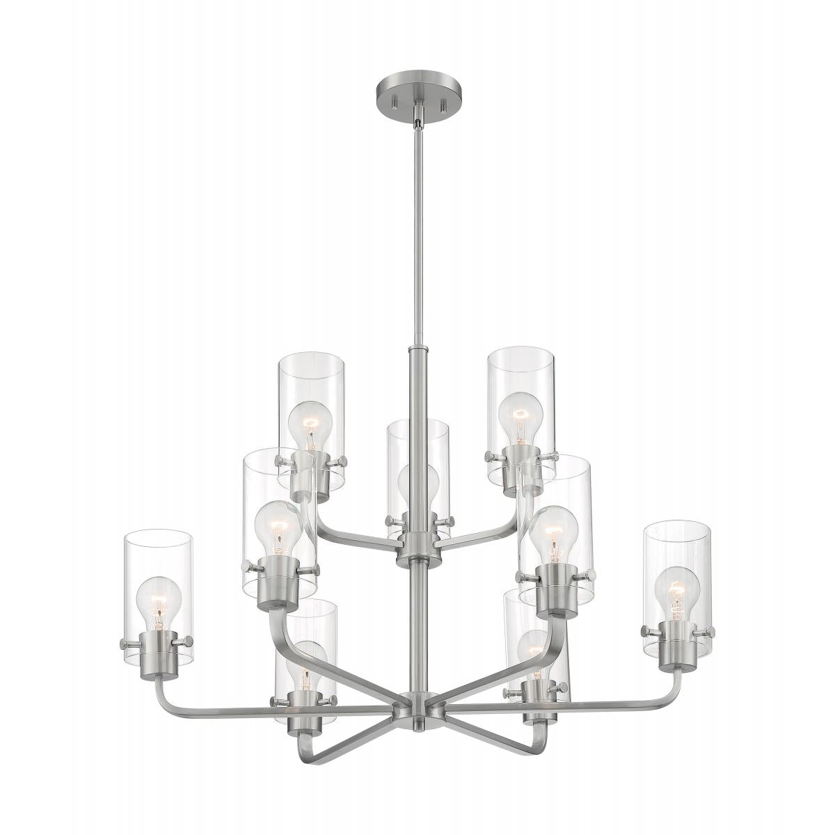 Sommerset - 9 Light Chandelier with Clear Glass - Brushed Nickel Finish - Satco 60-7179