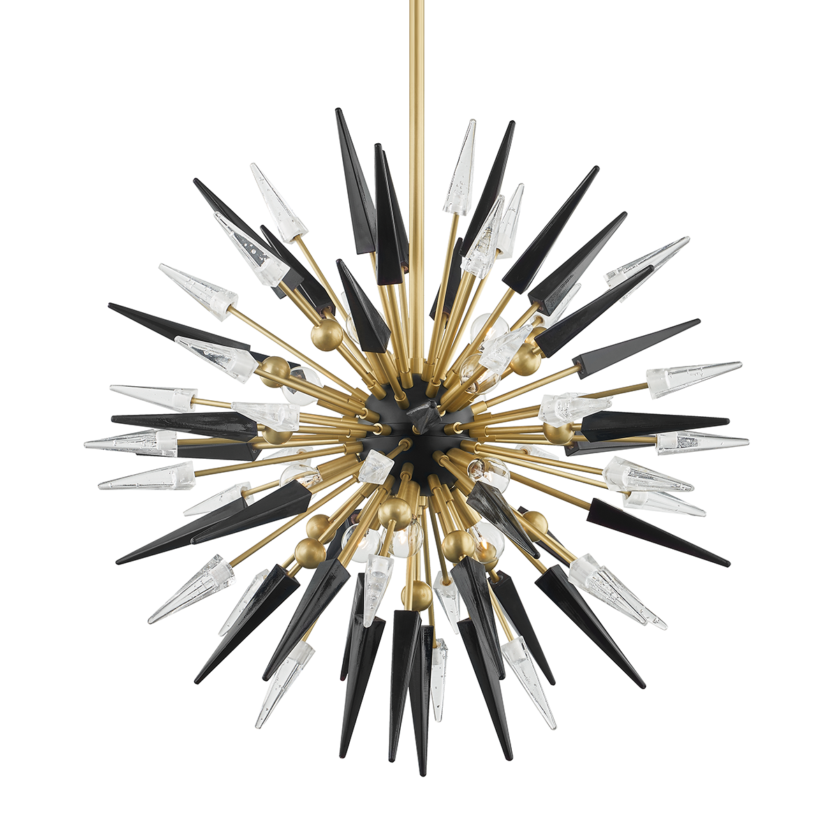 Sparta Chandelier - 12-Light - Clear/Black Glass - Aged Brass by Hudson Valley Lighting