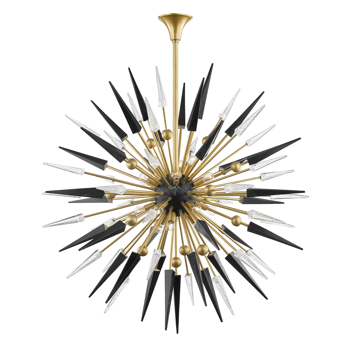 Sparta Chandelier - 18-Light - Clear/Black Glass - Aged Brass by Hudson Valley Lighting
