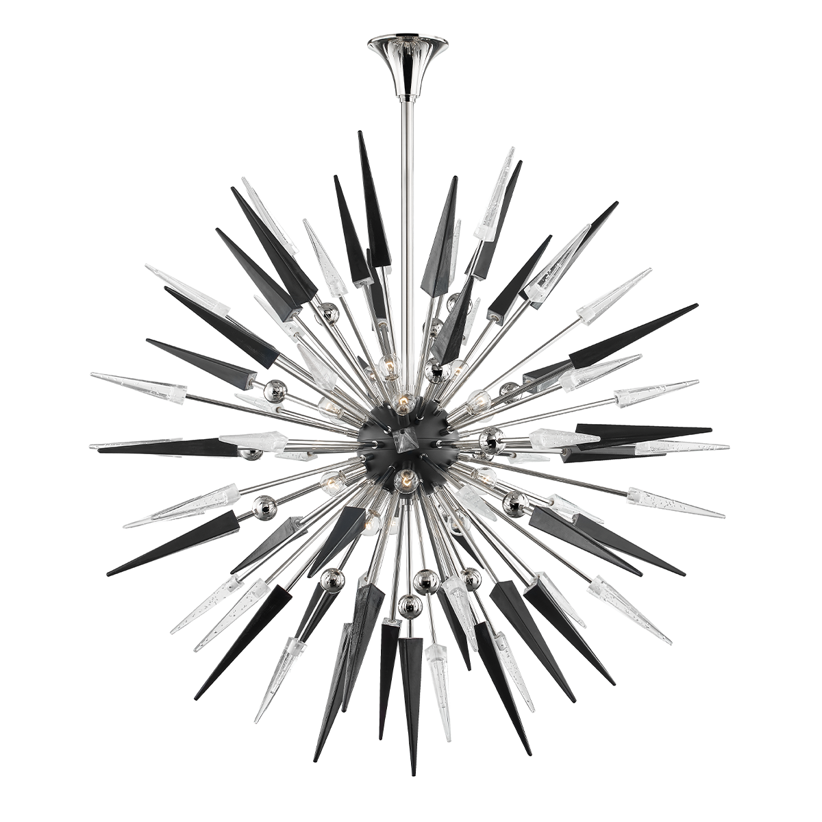 Sparta Chandelier - 18-Light - Clear/Black Glass - Polished Nickel by Hudson Valley Lighting