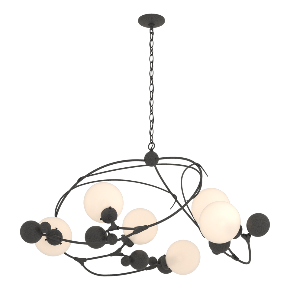 Sprig Circular Pendant - Natural Iron - Opal Glass by Hubbardton Forge