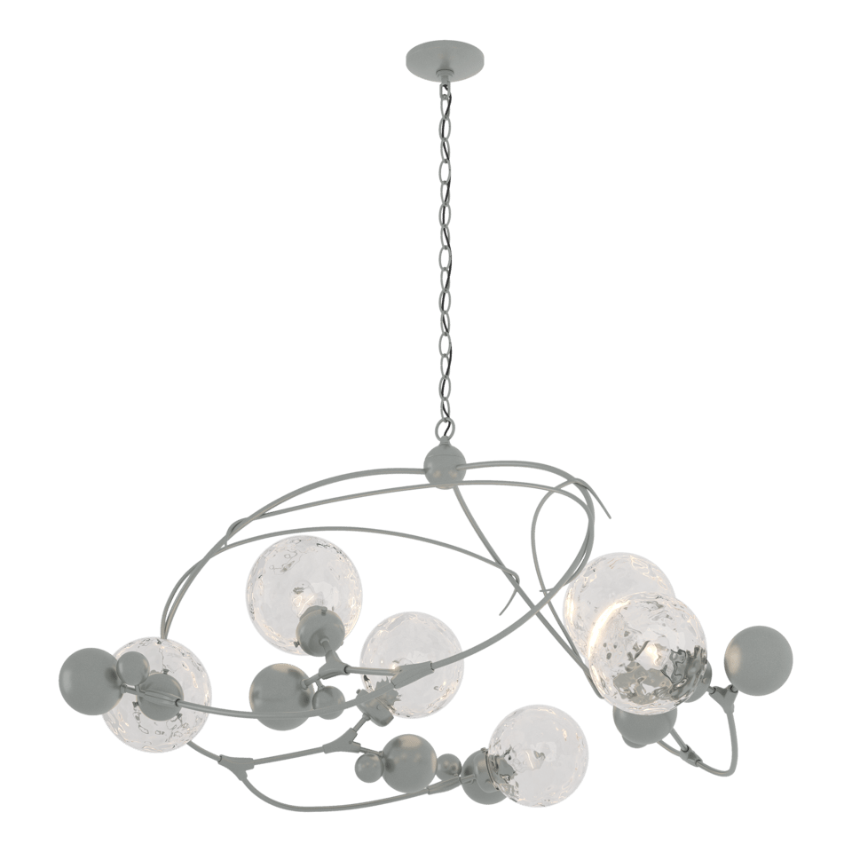 Sprig Circular Pendant - Vintage Platinum - Water Glass by Hubbardton Forge