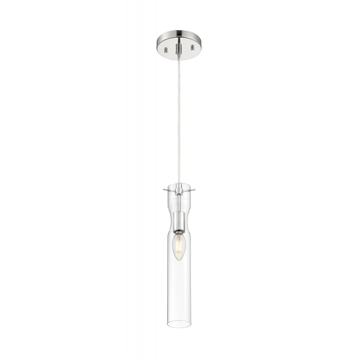 Spyglass - 1 Light Mini Pendant with Clear Glass - Polished Nickel Finish - Satco 60-6866