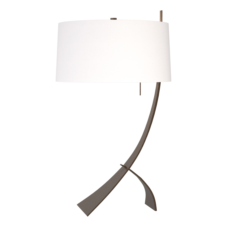 Stasis Table Lamp - Bronze - Natural Anna Shade by Hubbardton Forge