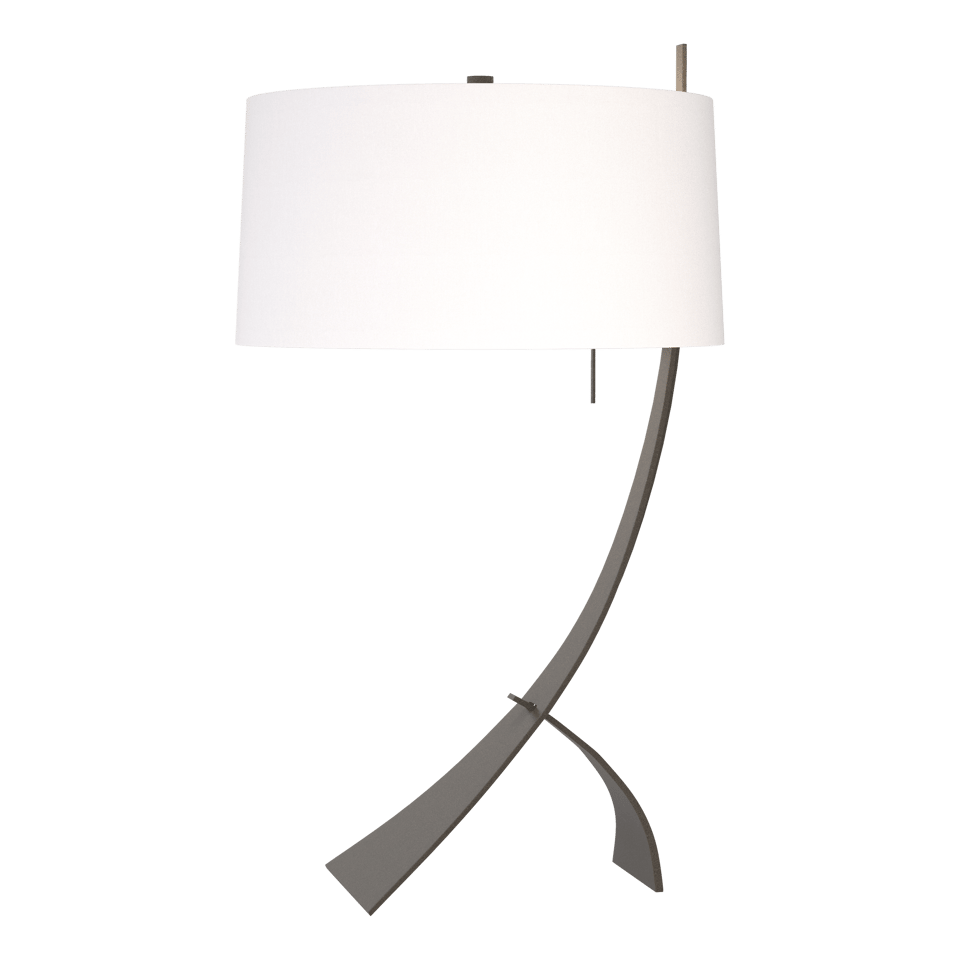 Stasis Table Lamp - Dark Smoke - Natural Anna Shade by Hubbardton Forge