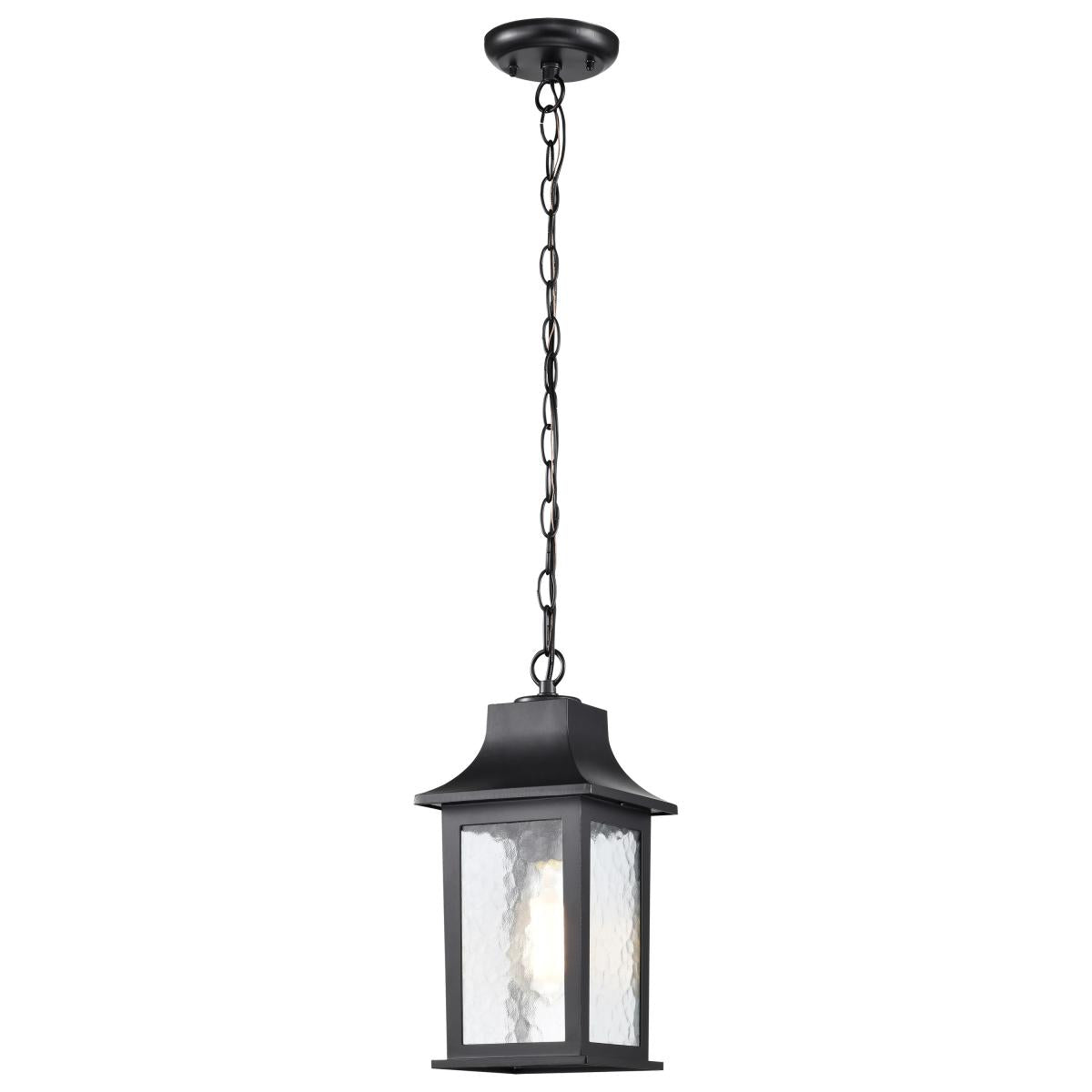 Stillwell Collection Outdoor 14 inch Hanging Light - Matte Black Finish with Clear Water Glass - Satco 60-5958