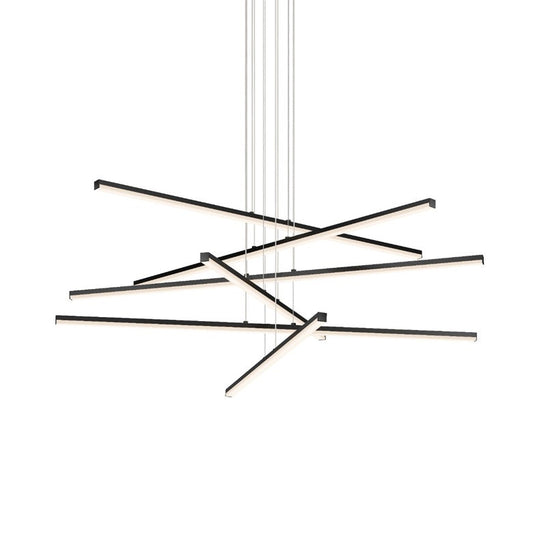Stix 6-Arm LED Chandelier - Bright Satin Aluminum - 6' Cord by SONNEMAN