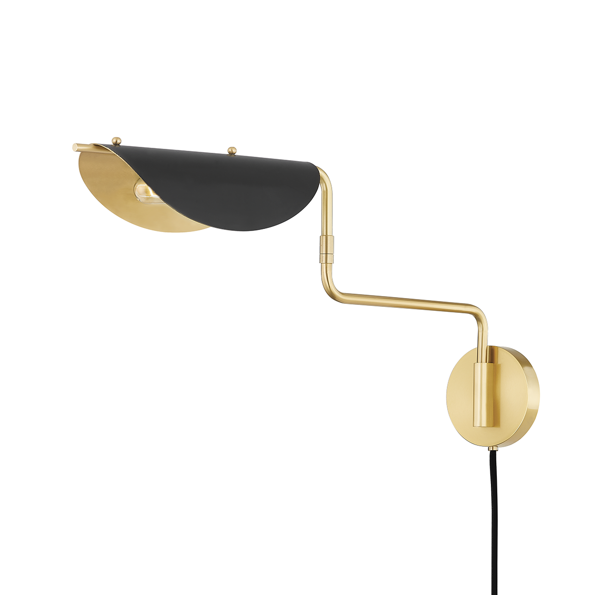 Suffield Plug-In Sconce - Aged Brass/Soft Black by Hudson Valley Lighting
