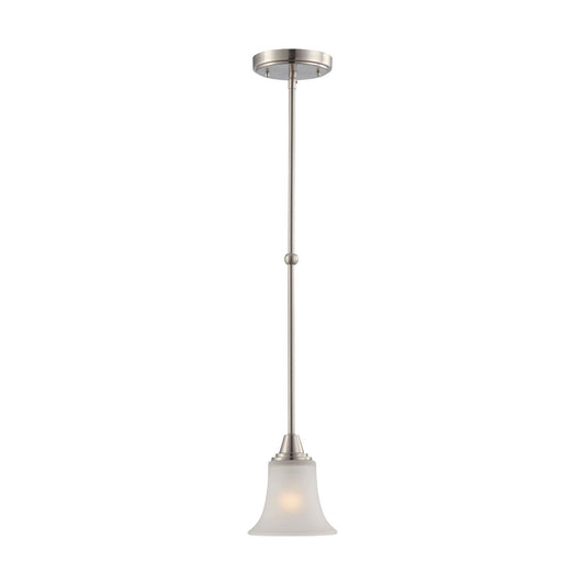 Surrey - 1 Light Mini Pendant with Frosted Glass - Brushed Nickel Finish - Satco 60-4148