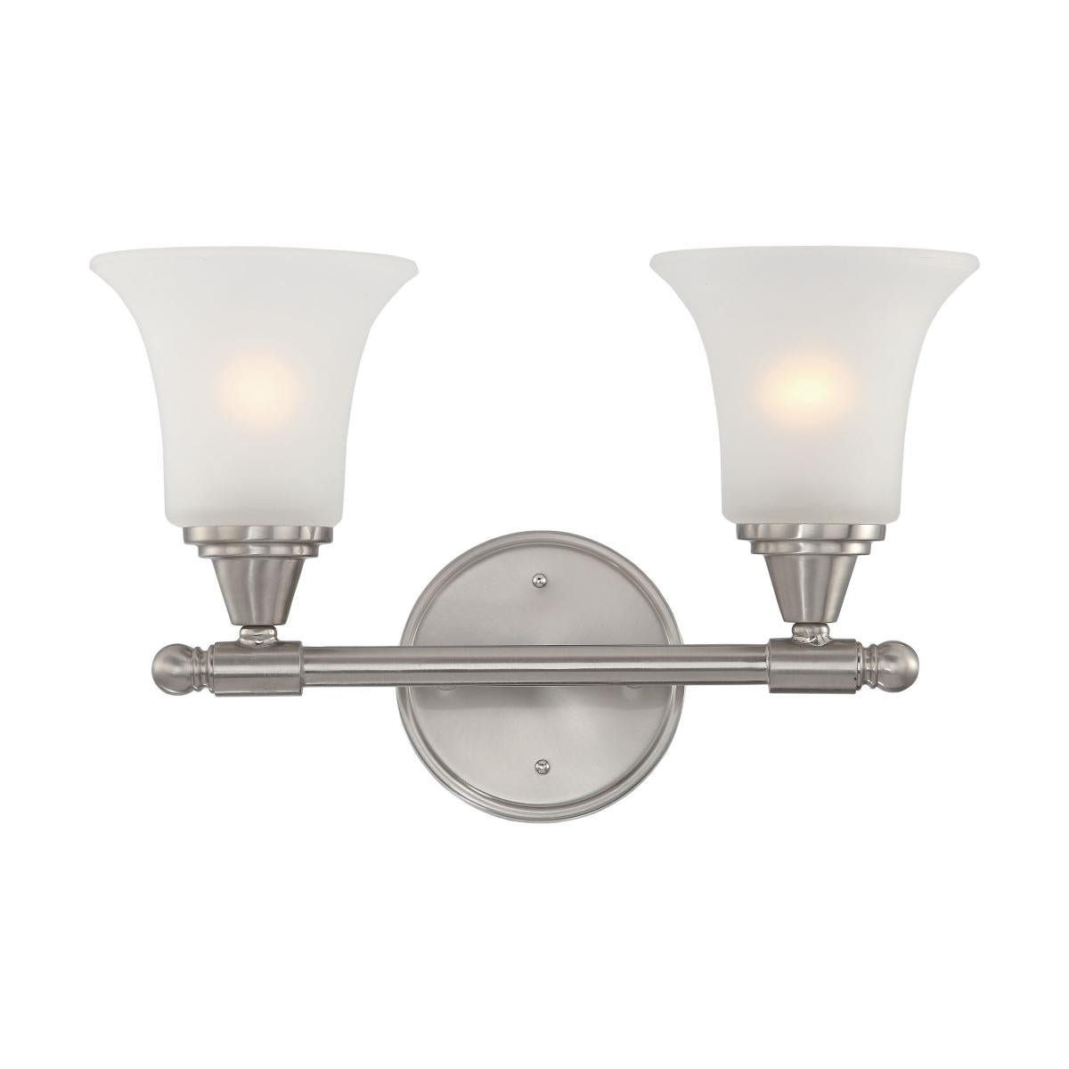 Surrey - 2 Light Vanity with Frosted Glass - Brushed Nickel Finish - Satco 60-4142