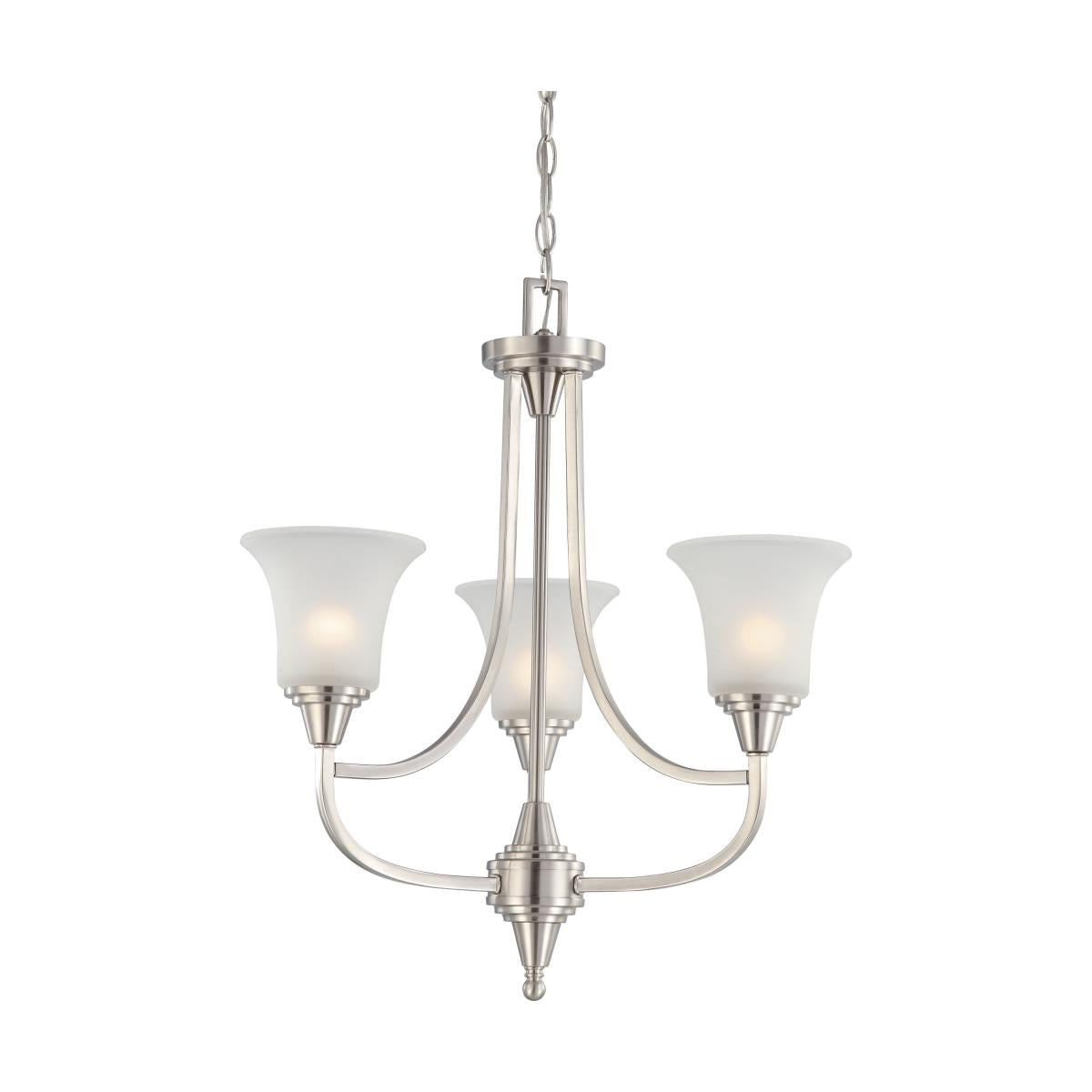 Surrey - 3 Light Chandelier with Frosted Glass - Brushed Nickel Finish - Satco 60-4145
