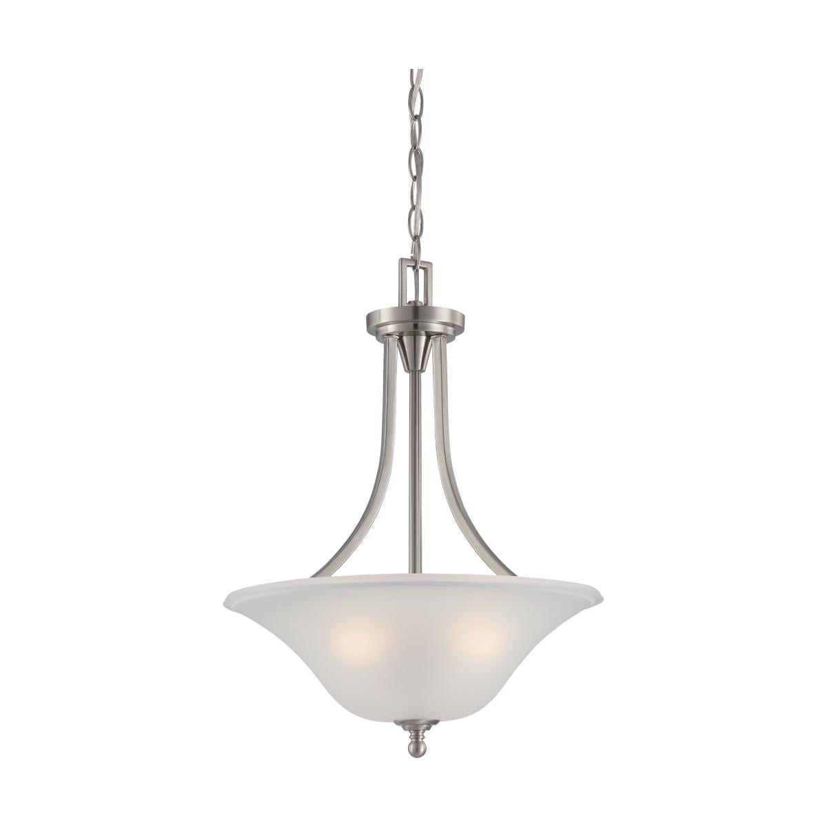 Surrey - 3 Light Pendant with Frosted Glass - Brushed Nickel Finish - Satco 60-4147