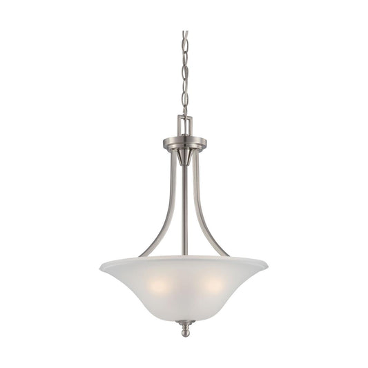 Surrey - 3 Light Pendant with Frosted Glass - Brushed Nickel Finish - Satco 60-4147