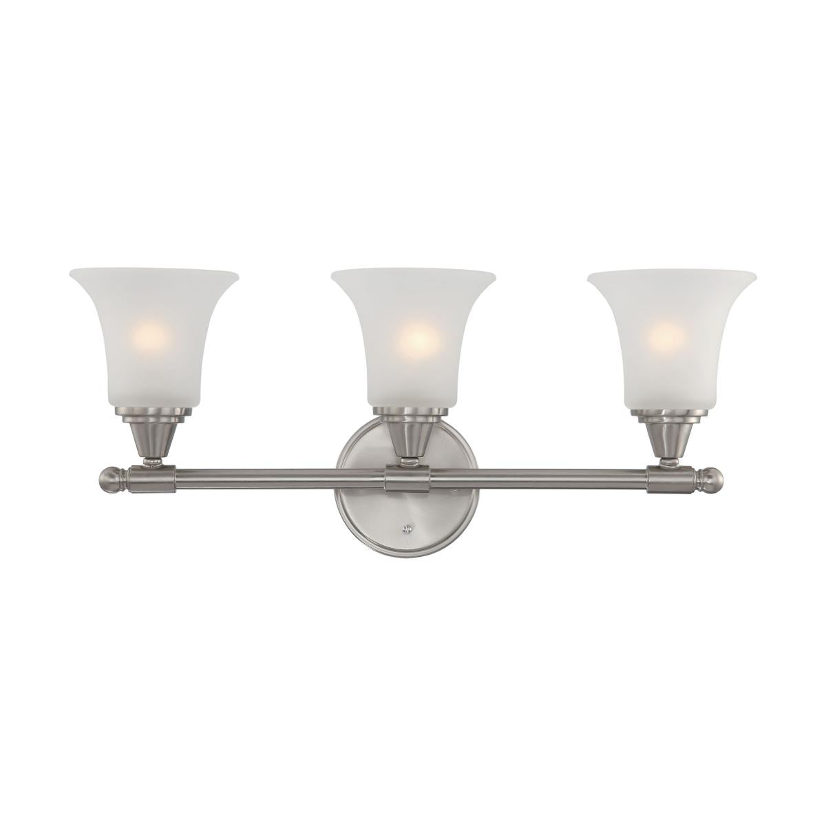Surrey - 3 Light Vanity with Frosted Glass - Brushed Nickel Finish - Satco 60-4143
