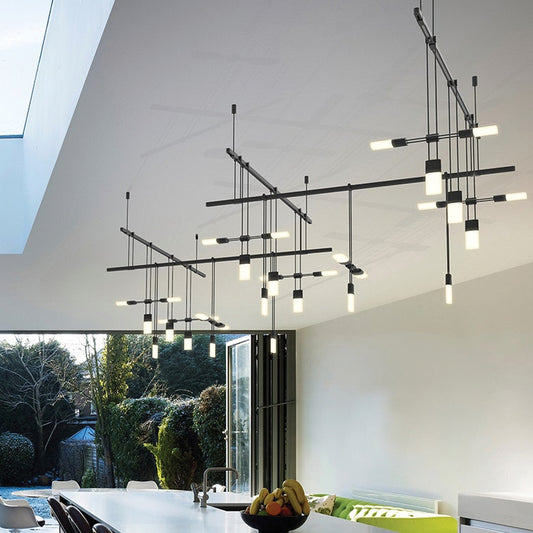 Suspenders 36" 5 Bar Zig Zag with Etched Chiclet Luminaire Combo by SONNEMAN