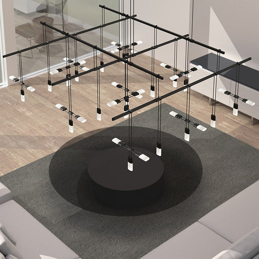 Suspenders 48" 2-Tier Grid with Crystal Chiclet Luminaire Combo by SONNEMAN