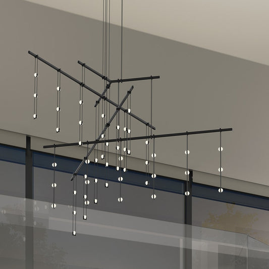 Suspenders 48" 4-Tier Tri-Bar with Crystal Ladder Light Luminaires 48" by SONNEMAN
