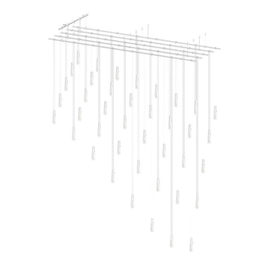 Suspenders 48" X 96" Parallels with Height Adjustable Etched Teardrop Luminaires - Satin White by SONNEMAN
