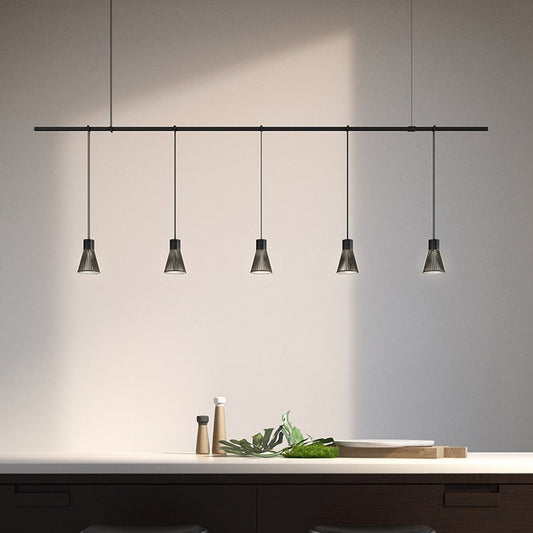 Suspenders 72" 1-Tier Linear with Precise Suspended Cylinders with Parasol Shades by SONNEMAN
