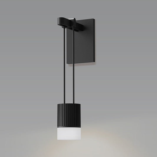 Suspenders Mini Single Sconce with Suspended Cylinder with Glass Drum Diffuser by SONNEMAN