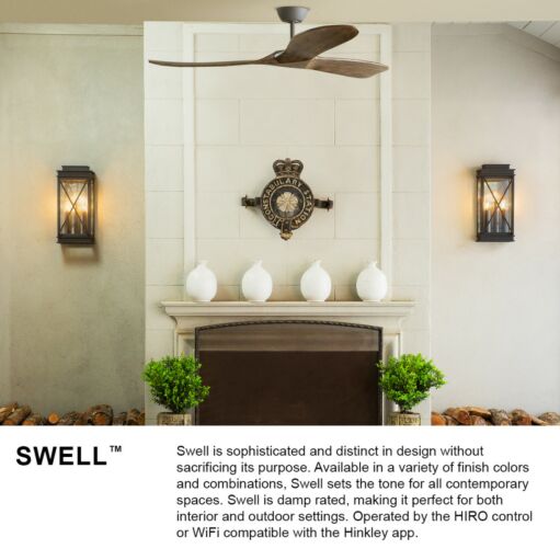 Swell Flush 60" Smart Fan - Metallic Matte Bronze - Walnut Blades by Hinkley Lighting