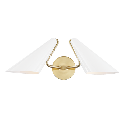 Talia Wall Sconce - 2-Light - Aged Brass/Dove Gray Combo - Mitzi H399102-AGB/DG