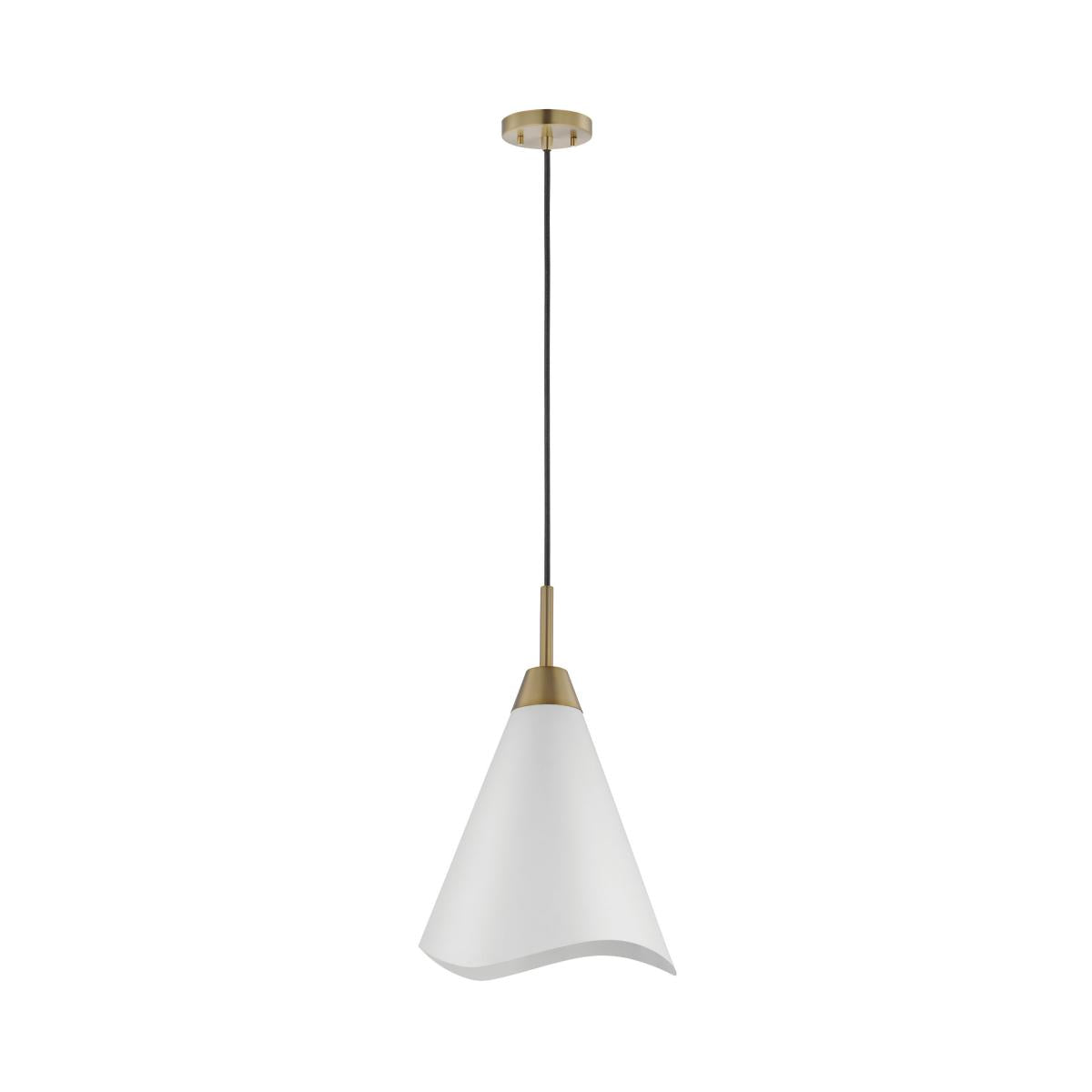 Tango - 1 Light - Medium Pendant - Matte White with Burnished Brass - Satco 60-7474
