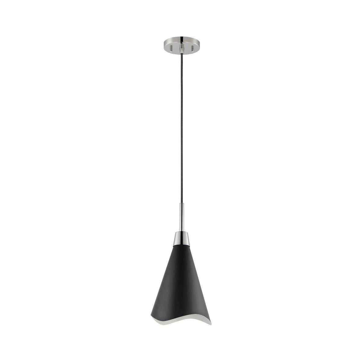 Tango - 1 Light - Small Pendant - Matte Black with Polished Nickel - Satco 60-7472