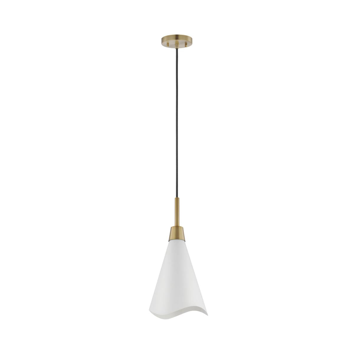 Tango - 1 Light - Small Pendant - Matte White with Burnished Brass - Satco 60-7471