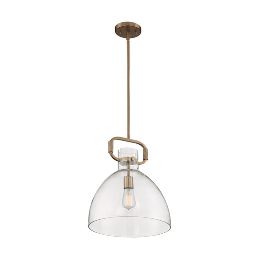 Teresa - 1 Light Pendant with Clear Glass - Burnished Brass Finish - Satco 60-7142