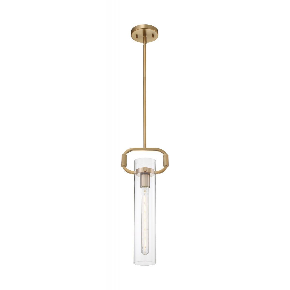 Teresa - 1 Light Pendant with Clear Glass - Burnished Brass Finish - Satco 60-7143