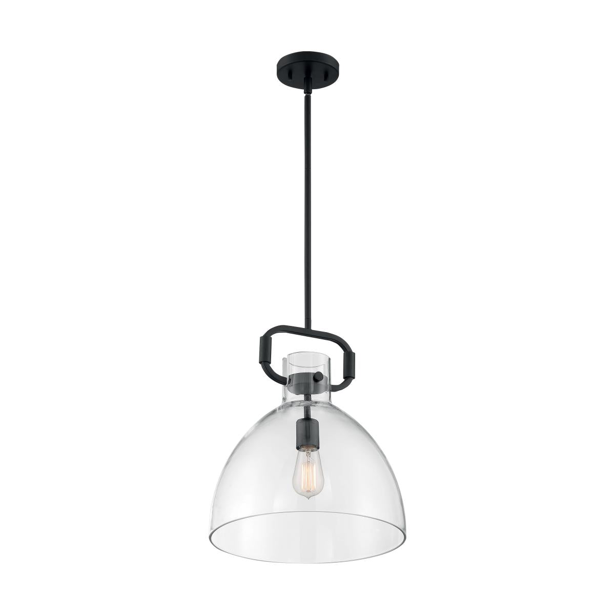 Teresa - 1 Light Pendant with Clear Glass - Matte Black Finish - Satco 60-7152
