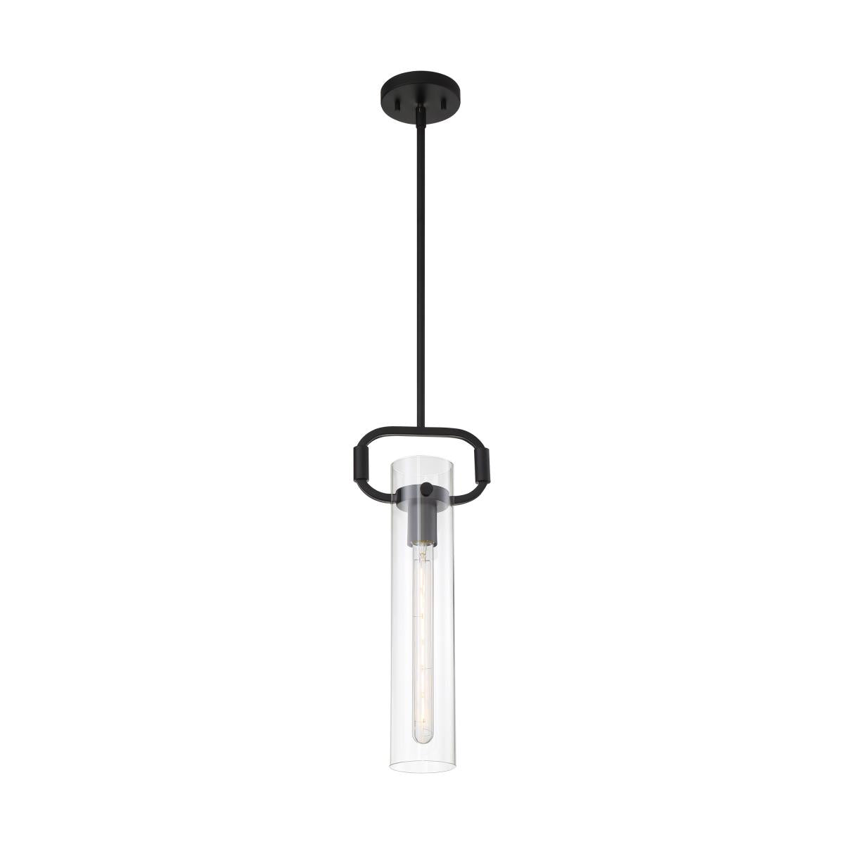Teresa - 1 Light Pendant with Clear Glass - Matte Black Finish - Satco 60-7153