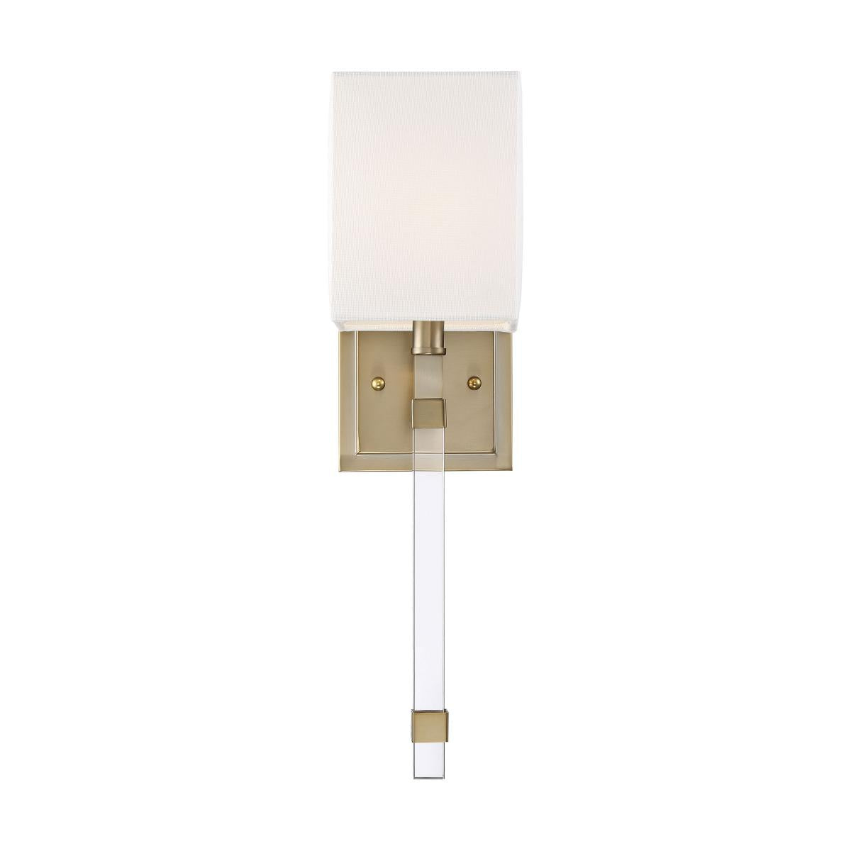 Thompson- 1 Light Wall Sconce - with White Linen Shade - Burnished Brass Finish - Satco 60-6681