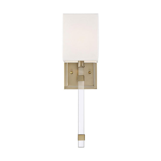 Thompson- 1 Light Wall Sconce - with White Linen Shade - Burnished Brass Finish - Satco 60-6681