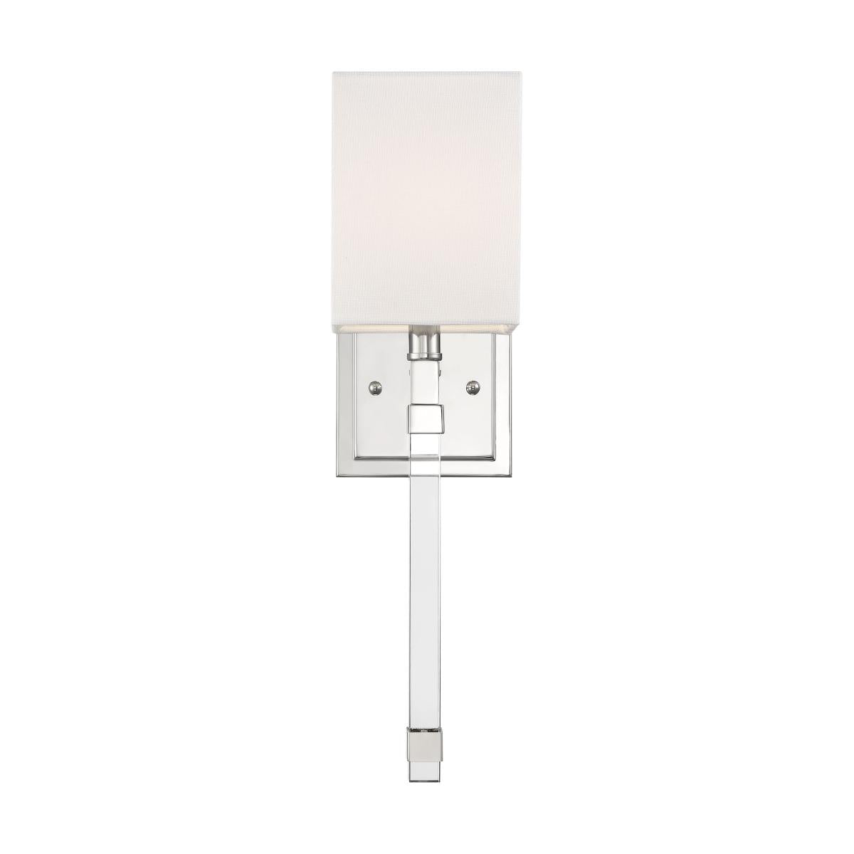 Thompson - 1 Light Wall Sconce - with White Linen Shade - Polished Nickel Finish - Satco 60-6682