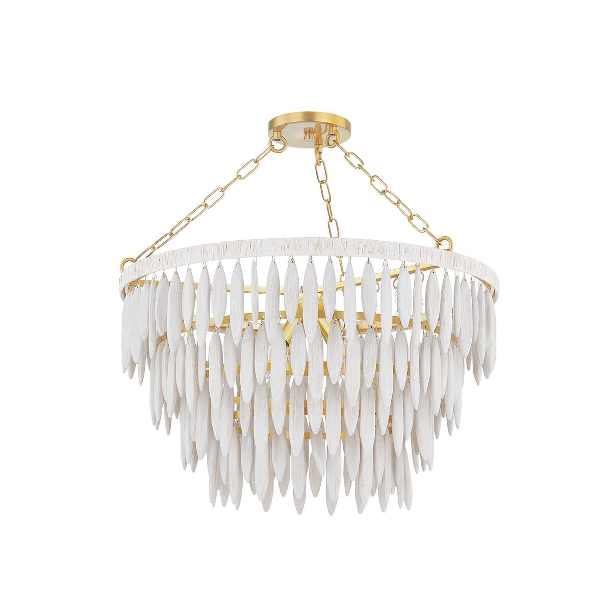 Tiffany Chandelier - 4-Light - Aged Brass/Textured Cream - Mitzi H805804-AGB
