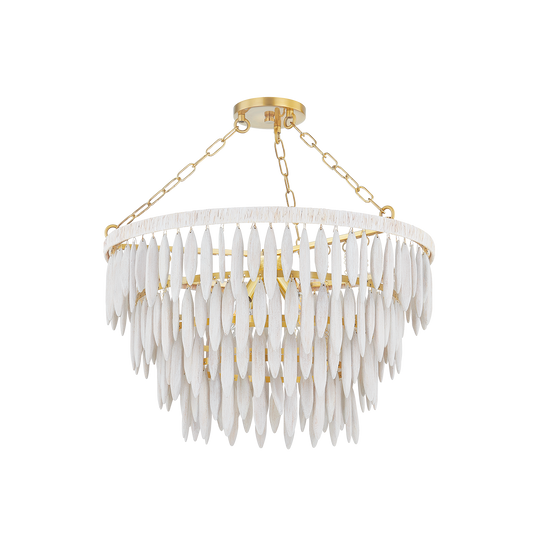 Tiffany Chandelier - 4-Light - Aged Brass/Textured Cream - Mitzi H805804-AGB
